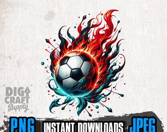 Flammender Fußball Png | Fußball Clipart | Fußball Schablone | Sport Cutfile | Firing Ball T-Shirt Jpeg | Fußball Spiel Schneidedatei