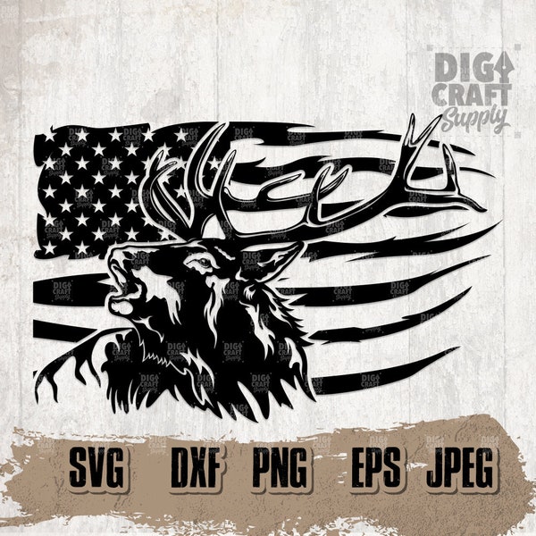 USA Flag Elk Deer svg, Elk Deer png, US Deer Clipart, US Deer Hunter svg, Hunting Dad svg, Elk Deer Cutfile, Hunter Gift Idea, Elk Stencil