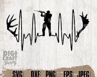 Heartbeat Deer Hunting svg, Deer svg, Heartbeat svg, Hunting svg, Hunting Clipart, Hunting Cutfile, Hunting Cutting File, Deer png, Hunter
