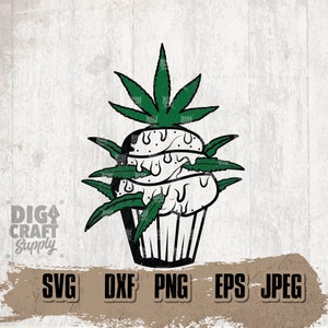 Weed Cupcake svg 2, cuisson Weed svg, Weed Cupcake png, Weed Clipart, Weed Cutting File, Téléchargement instantané, Weed Digital Download, Weed Cutfile