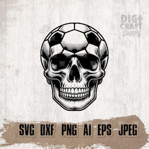 Soccer Skull Svg | Soccer Player Clipart | Dead Player Stencil | Soccer Cutfile | Halloween T-shirt Png | Soccer Ball Dxf