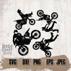 4 Motocross Biker Digital Downloads, Biker svg, Motocross Svg, Motocross Clipart, Biker svg, Biker Clipart, Biker Stencil, Dirt Biker svg