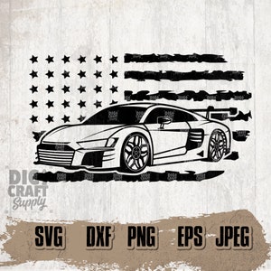 US Sports Car Digital Downloads, Sports Car Svg, Car svg, US Racer svg, Racer Dad Svg, Sport Car Clipart, Sports Car Cutfile, Sports Dad svg