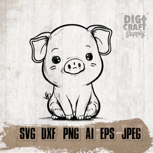 Schattig Knorretje svg, Farm Animal Clipart, Barn Pig Stencil, Farming Dad Shirt png, FarmLife dxf, Farmer Gift Idea, Baby Pig Cutfile, Leukste Varkens