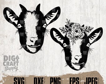 Floral Goat svg, Goat Head svg, Goat Clipart, Goat Cutting File, Goat Cutfile, Digital Download, Farm Animal svg, Goat png, Animal Shirt svg