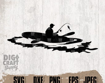 Kayak Fishing Digital Downloads, Kayak Fishing svg, Kayaking svg, Kayak svg, Fishing svg, Kayak Fishing Stencil, River Fishing, Lake Fishing