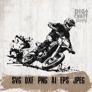 Dirt Biker Motorcross svg, Clipart da corsa in moto, Camicia da papà sportiva png, Extreme Ride dxf, Stencil moto, Outdoor Mud Riding Cutfile