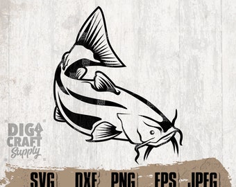 Catfish Digital Files, Catfish svg, Catfish Cut Files, Catfish clipart, Fish svg, Fishing svg, Lake Fishing svg, Fishing Png, River Fishing