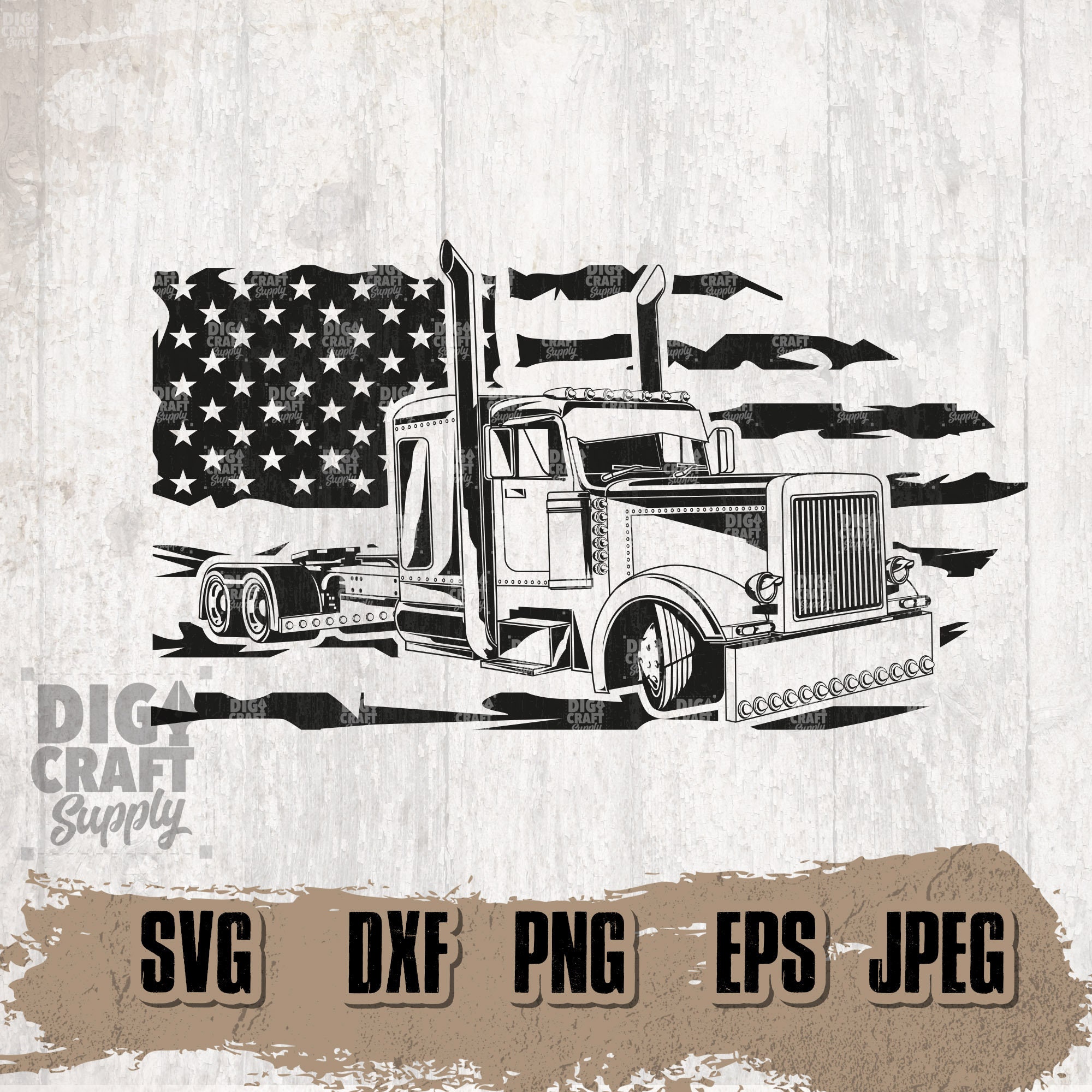 US Semi Truck Digital Downloads, US Semi Truck Svg, US Truck Svg, Big…