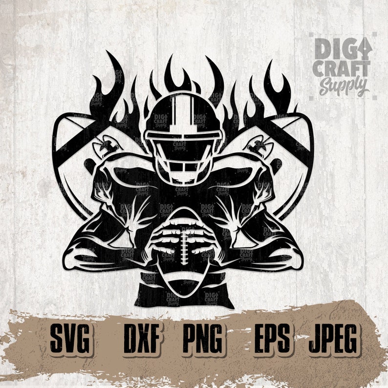 Football Player svg 4, Football Player png, Football Cutfile, Football Digital Download, Football Shirt svg, Football dxf, Football Stencil image 1