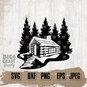 Log Cabin #3 Digital Downloads, Log Cabin Svg, Log Cabin Clipart, Woods Log Cabin Svg, Forest Svg, Outdoor Cabin Svg, Woods Pine Tree svg
