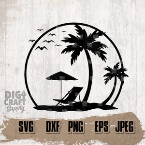 Sunset Beach Digital Downloads, Sunset svg, Sunset Stencil, Beach Svg, Beach Life svg, Palm Svg, Sea Svg, Sea Breeze Svg, Beach Scene svg