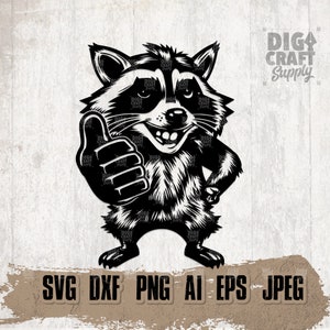 Funny Raccoon svg, Woodland Animal Clipart, Curious Street Cat Cutfile, Trashy Cat Stencil, Funny Trash Panda dxf, Rave Raccoon Shirt png