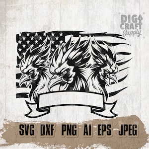 3 US Rooster svg, FarmLife Shirt png, Farming Dad Gift Idea, USA Farmer Cutfile, Farm Life Chicken dxf, Cockfighter Clipart, Cockpit Stencil