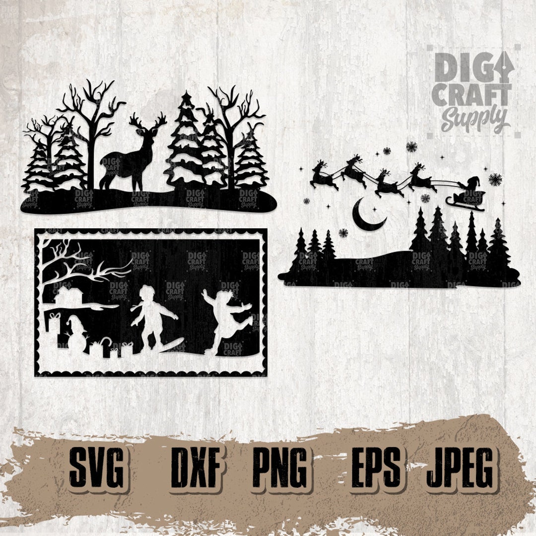 3 Christmas Scene SVG Bundle, Christmas Svg, Christmas Bundle Svg ...