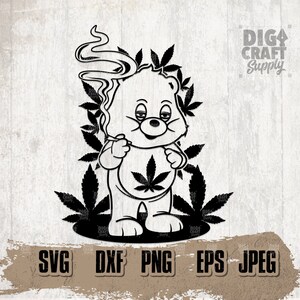 High Bear Smoking Weed svg, Cute Bear svg, Smoking Joint svg, Cannabis svg, Marijuana svg, High Bear Clipart, Rasta svg, 420 svg, Weed png