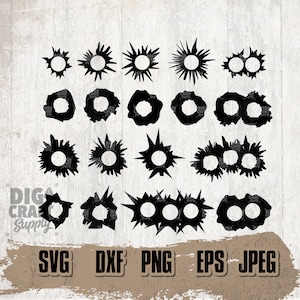 18 Einschusslöcher svg, Einschussloch Bundle svg, Bundle svg, Einschussmarken svg, Bullet svg, Einschussloch Clipart, Bullet Cutting Files, Bullet png