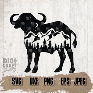 Buffalo Mountain Scene svg, Mountain svg, Outdoor Mountain svg, Buffalo svg, Buffalo Clipart, Buffalo Cutfile, Buffalo Clipart, Outdoor svg