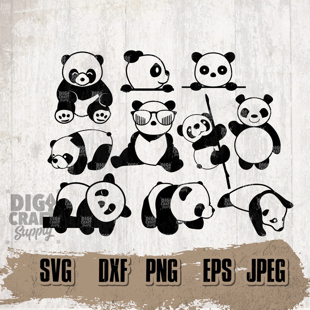 10 Panda Bundle - Digital Downloads, Panda Bundle Svg, Panda Clipart ...