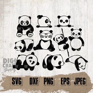 10 Panda Bundle - Digital Downloads, Panda Bundle Svg, Panda Clipart ...