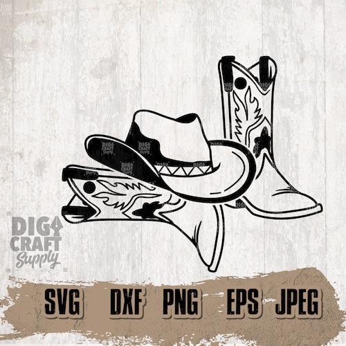 Cowboy Boots and Hat 4 Digital Downloads Cowboy Boots Svg | Etsy
