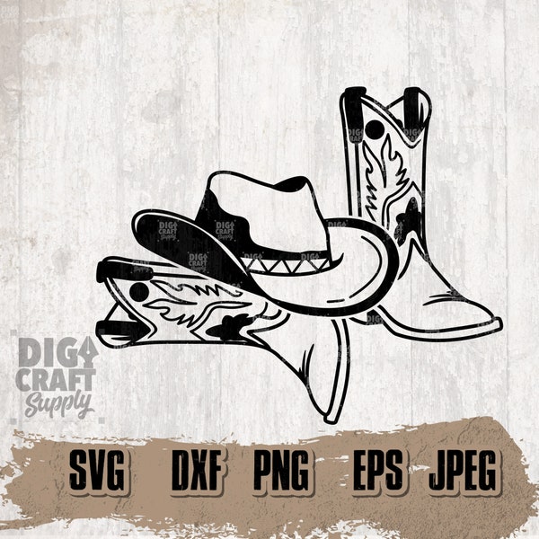 Cowboy Boots and Hat #4 - Digital Downloads, Cowboy Boots Svg, Cowboy Boots Hat svg, Cowgirl Boots svg, Western Svg, Rodeo Svg, Ranch Svg