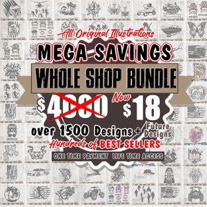 Whole Shop Bundle, Mega Savings, 1,500 Designs in svg png jpeg eps ai and dxf, Crafter&#39;s All Listing Bundle, Download all Designs on my Shop