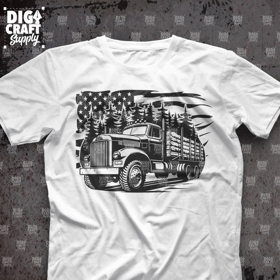 US Logging Truck Svg Woodman Dad Clipart Logger Dad Shirt Etsy