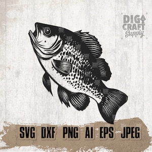 Crappie Fish svg, Fisherman Dad Clipart, Archivo de corte de peces de agua dulce, Plantilla de pesca en el lago, Camisa de pescador png, Pesca en el río dxf, Día de pesca