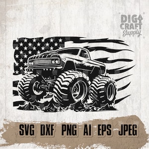 US Monster Truck svg, Extremsport Cutfile, Rider Dad Geschenkidee, Racer Shirt png, Racing Pick Up Fahrzeug, USA Car Show Clipart, Fahrer Mom