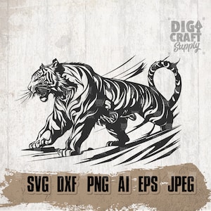 Tiger svg, Wild Big Cat Cutfile, Angry Roar Stencil, Safari Life Shirt png, Zookeeper Gift Idea, Wilderness Claws dxf, Zoo Crew Clipart jpeg