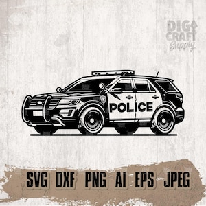 Politie auto Svg | Noodclipart | Handhavingssjabloon | Cutfile patrouillewagen | T-shirt politieagent png | Automobiel Dxf