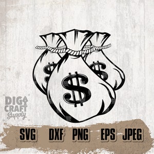 Download digitali di Money Bag, Money Bag Svg, Money svg, Dollar Svg, Money Clipart. Stencil di denaro