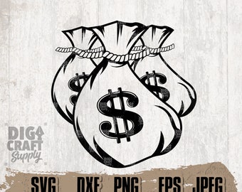 Money Bag Digital Downloads, Money Bag Svg, Money svg, Dollar Svg, Money Clipart. Money Stencil