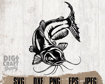 Catfish 4 Digital File, Catfish svg, Catfish Cut Files, Catfish clipart, Fish svg, Fishing svg, Lake Fishing svg, Fishing Png, River Fishing