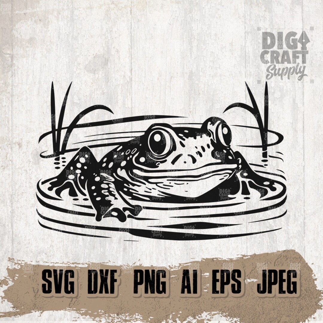 Cute Funny Frog Svg Swamp Animal Clipart Todpole Stencil Etsy