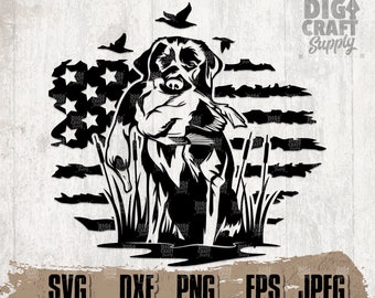 US Duck Hunting SVG, Dog Hunt Duck Clipart, Labrador Retriever Cut File, US Hunter Shirt Design png, Outdoor Scene Silhouette, Camp Life dxf