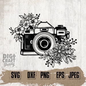 Floral Camera svg, Floral Camera png, Camera Clipart, Camera Cutting File, Camera Digital Download, Photographer svg, Photography Monogram