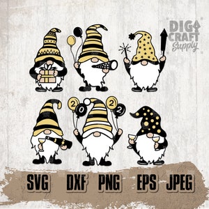 New Year Gnome SVG Bundle, Gnome New Year Bundle svg, Happy New Year svg, Gnomes svg, Gnome Clipart, Gnome Cutfile. Happy New Year Shirt svg
