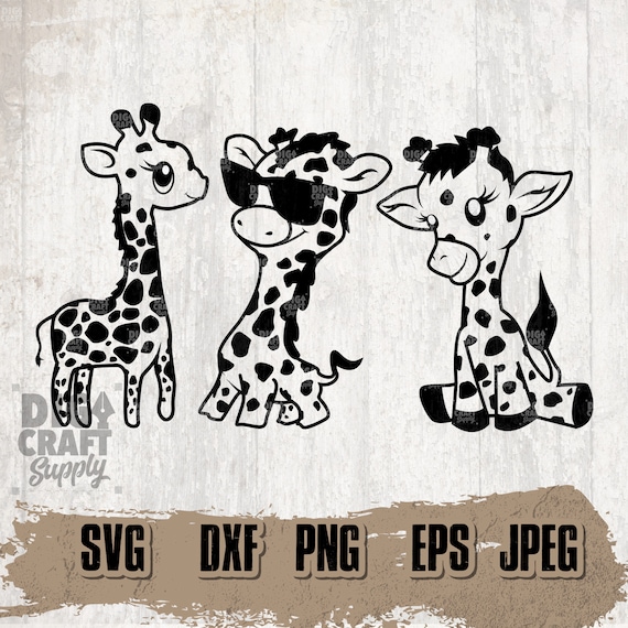 3 Cute Giraffe Digital Downloads, Cute Giraffe Svg, Giraffe Stencil, Giraffe Cut Files, Giraffe Clipart, Giraffe Svg, Safari Animal svg