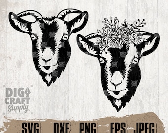 Goat Head svg, Floral Goat svg, Goat Clipart, Goat Cutting File, Goat Cutfile, Digital Download, Farm Animal svg, Goat png, Animal Shirt svg