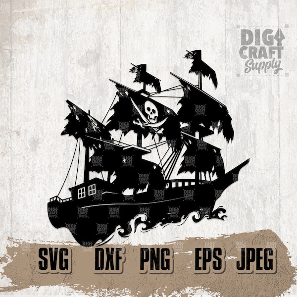 Pirate Ship svg, Pirate Clipart, Black Ship svg, Pirate Ship Cutfile, Pirate Shirt svg, Pirate Ship Stencil, Pirates png, Black Pirate svg