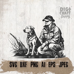 Ente Jagd svg, Jäger Papa Geschenk Idee dxf, Wasservögel Clipart, Camp Szene Cutfile, CampLife Shirt png, Outdoor Schablone, Labrador Hund Schablone
