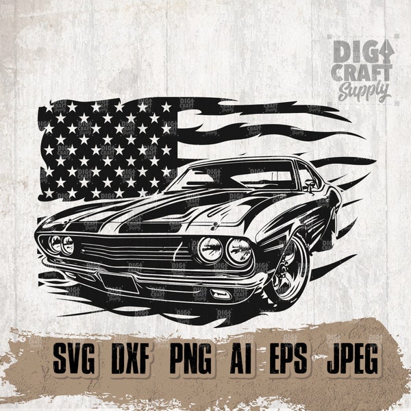 US Muscle Car svg, Racer Dad Clipart, Racing Gift Idea dxf, Sports Mom Shirt png, USA Vintage Ride Cutfile, Car Show Stencil, Masculine jpeg