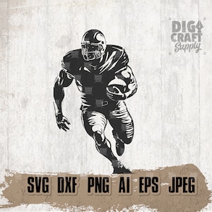 Joueur de football svg, fichier de coupe de papa sportif, chemise de gardien de but png, pochoir de milieu de terrain, quart-arrière Clipart, dxf arrière, idée cadeau Backfield