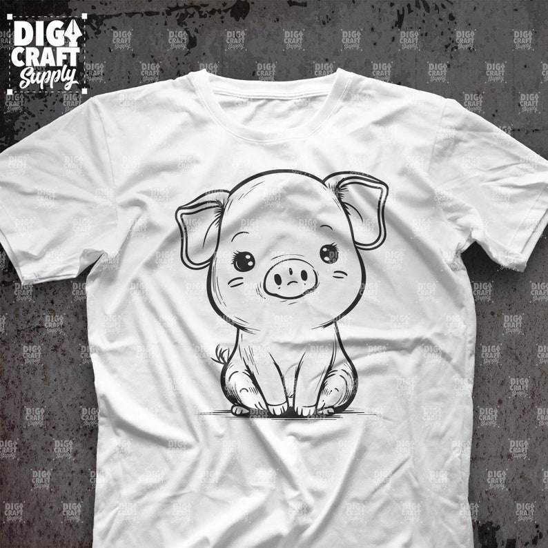Cute Piglet Svg Farm Animal Clipart Barn Pig Stencil Etsy