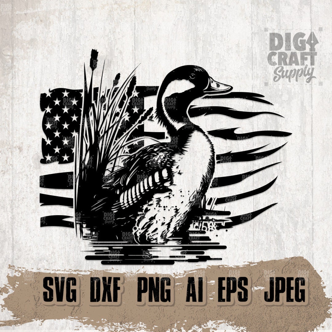 US Duck Hunting Svg, Waterfowl Clipart, Lake Scene Cutfile, Swamp