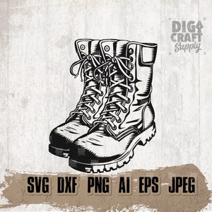 Combat Boots svg, Military Gear Clipart, US Army Shoes Stencil, Patriotic Shoe dxf, Veteran Dad Gift Idea, US Soldiers T-shirt png, USA Navy