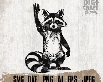 Cute Raccoon svg, Rave Woodland Animal Clipart, Street Panda Stencil, Trash Cat Cutfile, Trashy Shirt png, Funny Safari Life dxf, Zoo Crew