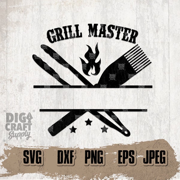 Grill Master svg, Grill Master Gift Idea DXF, Grillers Monogram, Chef Shirt svg, Grill Shirt svg, Grill Clipart, Grill Cutfile, Grilling svg